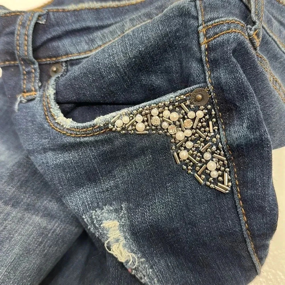 STS Blue Emma Denim Jeans Skinny Fit Ankle Pearl Diamond Embellished Size 28 - Picture 10 of 11